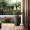 imageKante 217quot H White Concrete Tall Planter Large Outdoor Indoor Decorative Pot with Drainage Hole and Rubber Plug Modern Round Style for Home and GardenBurnished Black