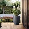 imageKante 217quot H White Concrete Tall Planter Large Outdoor Indoor Decorative Pot with Drainage Hole and Rubber Plug Modern Round Style for Home and GardenDark Gray