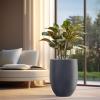 imageKante 217quot H White Concrete Tall Planter Large Outdoor Indoor Decorative Pot with Drainage Hole and Rubber Plug Modern Round Style for Home and GardenDark Gray