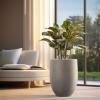 imageKante 217quot H White Concrete Tall Planter Large Outdoor Indoor Decorative Pot with Drainage Hole and Rubber Plug Modern Round Style for Home and GardenWeathered Concrete