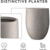 imageKante 217quot H White Concrete Tall Planter Large Outdoor Indoor Decorative Pot with Drainage Hole and Rubber Plug Modern Round Style for Home and GardenWeathered Concrete