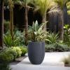 imageKante 217quot H White Concrete Tall Planter Large Outdoor Indoor Decorative Pot with Drainage Hole and Rubber Plug Modern Round Style for Home and GardenDark Gray