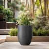imageKante 217quot H White Concrete Tall Planter Large Outdoor Indoor Decorative Pot with Drainage Hole and Rubber Plug Modern Round Style for Home and GardenBurnished Black