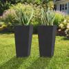 imageKante 24quot Tall Lightweight Concrete Modern Tapered Tall Rectangle Outdoor Planter with Drainage Hole Large Outdoor Indoor Modern Planter for Home and Garden Pure WhiteBurnished Black
