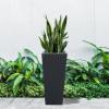 imageKante 24quot Tall Lightweight Concrete Modern Tapered Tall Rectangle Outdoor Planter with Drainage Hole Large Outdoor Indoor Modern Planter for Home and Garden Pure WhiteOnyx