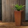 imageKante 24quot Tall Lightweight Concrete Modern Tapered Tall Rectangle Outdoor Planter with Drainage Hole Large Outdoor Indoor Modern Planter for Home and Garden Pure WhiteFaux Weathering Steel
