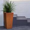 imageKante 24quot Tall Lightweight Concrete Modern Tapered Tall Rectangle Outdoor Planter with Drainage Hole Large Outdoor Indoor Modern Planter for Home and Garden Pure WhiteFaux Weathering Steel