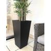 imageKante 24quot Tall Lightweight Concrete Modern Tapered Tall Rectangle Outdoor Planter with Drainage Hole Large Outdoor Indoor Modern Planter for Home and Garden Pure WhiteBurnished Black