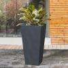 imageKante 24quot Tall Lightweight Concrete Modern Tapered Tall Rectangle Outdoor Planter with Drainage Hole Large Outdoor Indoor Modern Planter for Home and Garden Pure WhiteCharcoal