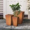 imageKante 24quot Tall Lightweight Concrete Modern Tapered Tall Rectangle Outdoor Planter with Drainage Hole Large Outdoor Indoor Modern Planter for Home and Garden Pure WhiteFaux Weathering Steel