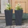 imageKante 24quot Tall Lightweight Concrete Modern Tapered Tall Rectangle Outdoor Planter with Drainage Hole Large Outdoor Indoor Modern Planter for Home and Garden Pure WhiteCharcoal