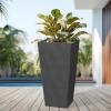 imageKante 24quot Tall Lightweight Concrete Modern Tapered Tall Rectangle Outdoor Planter with Drainage Hole Large Outdoor Indoor Modern Planter for Home and Garden Pure WhiteOnyx