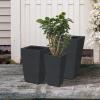 imageKante 24quot Tall Lightweight Concrete Modern Tapered Tall Rectangle Outdoor Planter with Drainage Hole Large Outdoor Indoor Modern Planter for Home and Garden Pure WhiteBurnished Black