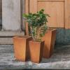 imageKante 24quot Tall Lightweight Concrete Modern Tapered Tall Rectangle Outdoor Planter with Drainage Hole Large Outdoor Indoor Modern Planter for Home and Garden Pure WhiteFaux Weathering Steel