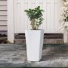 imageKante 24quot Tall Lightweight Concrete Modern Tapered Tall Rectangle Outdoor Planter with Drainage Hole Large Outdoor Indoor Modern Planter for Home and Garden Pure WhiteWhite