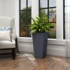 imageKante 24quot Tall Lightweight Concrete Modern Tapered Tall Rectangle Outdoor Planter with Drainage Hole Large Outdoor Indoor Modern Planter for Home and Garden Pure WhiteCharcoal