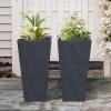 imageKante 24quot Tall Lightweight Concrete Modern Tapered Tall Rectangle Outdoor Planter with Drainage Hole Large Outdoor Indoor Modern Planter for Home and Garden Pure WhiteCharcoal