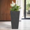 imageKante 24quot Tall Lightweight Concrete Modern Tapered Tall Rectangle Outdoor Planter with Drainage Hole Large Outdoor Indoor Modern Planter for Home and Garden Pure WhiteOnyx
