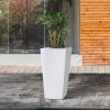 imageKante 24quot Tall Lightweight Concrete Modern Tapered Tall Rectangle Outdoor Planter with Drainage Hole Large Outdoor Indoor Modern Planter for Home and Garden Pure WhiteWhite