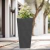 imageKante 24quot Tall Lightweight Concrete Modern Tapered Tall Rectangle Outdoor Planter with Drainage Hole Large Outdoor Indoor Modern Planter for Home and Garden Pure WhiteOnyx