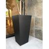 imageKante 24quot Tall Lightweight Concrete Modern Tapered Tall Rectangle Outdoor Planter with Drainage Hole Large Outdoor Indoor Modern Planter for Home and Garden Pure WhiteBurnished Black