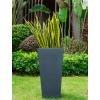imageKante 24quot Tall Lightweight Concrete Modern Tapered Tall Rectangle Outdoor Planter with Drainage Hole Large Outdoor Indoor Modern Planter for Home and Garden Pure WhiteGraphite
