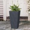 imageKante 24quot Tall Lightweight Concrete Modern Tapered Tall Rectangle Outdoor Planter with Drainage Hole Large Outdoor Indoor Modern Planter for Home and Garden Pure WhiteCharcoal
