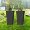 imageKante 24quot Tall Lightweight Concrete Modern Tapered Tall Rectangle Outdoor Planter with Drainage Hole Large Outdoor Indoor Modern Planter for Home and Garden Pure WhiteBurnished Black