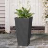 imageKante 24quot Tall Lightweight Concrete Modern Tapered Tall Rectangle Outdoor Planter with Drainage Hole Large Outdoor Indoor Modern Planter for Home and Garden Pure WhiteBurnished Black
