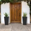 imageKante 24quot Tall Lightweight Concrete Modern Tapered Tall Rectangle Outdoor Planter with Drainage Hole Large Outdoor Indoor Modern Planter for Home and Garden Pure WhiteBurnished Black