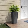 imageKante 24quot Tall Lightweight Concrete Modern Tapered Tall Rectangle Outdoor Planter with Drainage Hole Large Outdoor Indoor Modern Planter for Home and Garden Pure WhiteBurnished Black