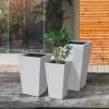 imageKante 24quot Tall Lightweight Concrete Modern Tapered Tall Rectangle Outdoor Planter with Drainage Hole Large Outdoor Indoor Modern Planter for Home and Garden Pure WhiteWhite