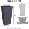 imageKante 24quot Tall Lightweight Concrete Modern Tapered Tall Rectangle Outdoor Planter with Drainage Hole Large Outdoor Indoor Modern Planter for Home and Garden Pure WhiteGraphite