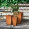 imageKante 24quot Tall Lightweight Concrete Modern Tapered Tall Rectangle Outdoor Planter with Drainage Hole Large Outdoor Indoor Modern Planter for Home and Garden Pure WhiteFaux Weathering Steel
