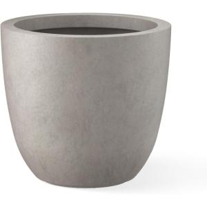 imageKante 18quot14quot10quot Dia Concrete Round Planters Set of 3 Outdoor Indoor Large Planter Pots with Drainage Hole and Rubber Plug for Home Patio Garden Pure WhiteWeathered Concrete