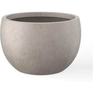 imageKante 199quot Dia Round Concrete Planter OutdoorIndoor Large Bowl Plant Pots with Drainage Hole and Rubber Plug for Garden Patio Balcony Home Pure WhiteWeathered Concrete