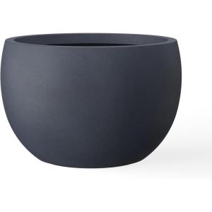 imageKante 199quot Dia Round Concrete Planter OutdoorIndoor Large Bowl Plant Pots with Drainage Hole and Rubber Plug for Garden Patio Balcony Home Pure WhiteCharcoal