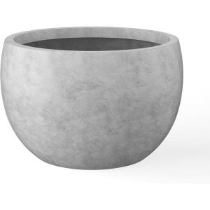 imageKante 199quot Dia Round Concrete Planter OutdoorIndoor Large Bowl Plant Pots with Drainage Hole and Rubber Plug for Garden Patio Balcony Home Pure WhiteNatural Concrete