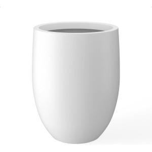 imageKante 217quot H White Concrete Tall Planter Large Outdoor Indoor Decorative Pot with Drainage Hole and Rubber Plug Modern Round Style for Home and GardenWhite