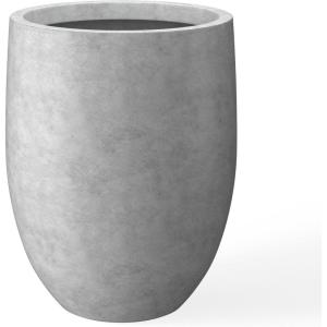 imageKante 217quot H White Concrete Tall Planter Large Outdoor Indoor Decorative Pot with Drainage Hole and Rubber Plug Modern Round Style for Home and GardenNatural Concrete