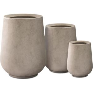 imageKante 28quot21quot14quot H Round Pure White Concrete Tall Planters Set of 3 Indoor Large Planter Pots Containers for Patio Balcony Backyard Living RoomWeathered Concrete