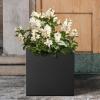 imageKante 10 Inch Square Concrete Planter for Outdoor Indoor Home Patio Garden Large Plant Pot with Drainage Hole and Rubber Plug Pure WhiteBlack