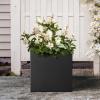 imageKante 10 Inch Square Concrete Planter for Outdoor Indoor Home Patio Garden Large Plant Pot with Drainage Hole and Rubber Plug Pure WhiteBlack