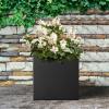 imageKante 10 Inch Square Concrete Planter for Outdoor Indoor Home Patio Garden Large Plant Pot with Drainage Hole and Rubber Plug Pure WhiteBlack