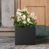 imageKante 10 Inch Square Concrete Planter for Outdoor Indoor Home Patio Garden Large Plant Pot with Drainage Hole and Rubber Plug Pure WhiteBlack