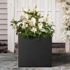 imageKante 10 Inch Square Concrete Planter for Outdoor Indoor Home Patio Garden Large Plant Pot with Drainage Hole and Rubber Plug Pure WhiteBlack