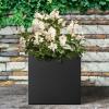 imageKante 10 Inch Square Concrete Planter for Outdoor Indoor Home Patio Garden Large Plant Pot with Drainage Hole and Rubber Plug Pure WhiteBlack