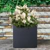imageKante 10 Inch Square Concrete Planter for Outdoor Indoor Home Patio Garden Large Plant Pot with Drainage Hole and Rubber Plug Pure WhiteCharcoal