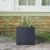imageKante 10 Inch Square Concrete Planter for Outdoor Indoor Home Patio Garden Large Plant Pot with Drainage Hole and Rubber Plug Pure WhiteCharcoal
