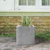 imageKante 10 Inch Square Concrete Planter for Outdoor Indoor Home Patio Garden Large Plant Pot with Drainage Hole and Rubber Plug Pure WhiteConcrete Gray